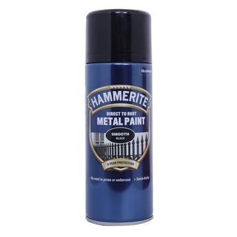Hammerite Metal Spray Paint (400 ml, Smooth Black)