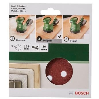 Bosch G80 Random Orbit Grinder Sanding Sheets (125 mm, Pack of 5)