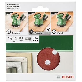Bosch G120 Sanding Sheets (125 mm, Pack of 5)