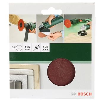 Bosch 120 Drill Sanding Sheet (125 mm, Pack of 5, Red)