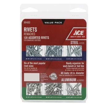 ACE Steel & Aluminum Assorted Rivets (Pack of 120)