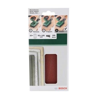 Bosch PSM 200 Sanding Sheet, 180 Grit (93 x 185 mm, Pack of 10)