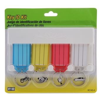 بطاقات تعريف مفاتيح هاي-كو بلاستيكية ملونة (عبوة من 4 قطع)