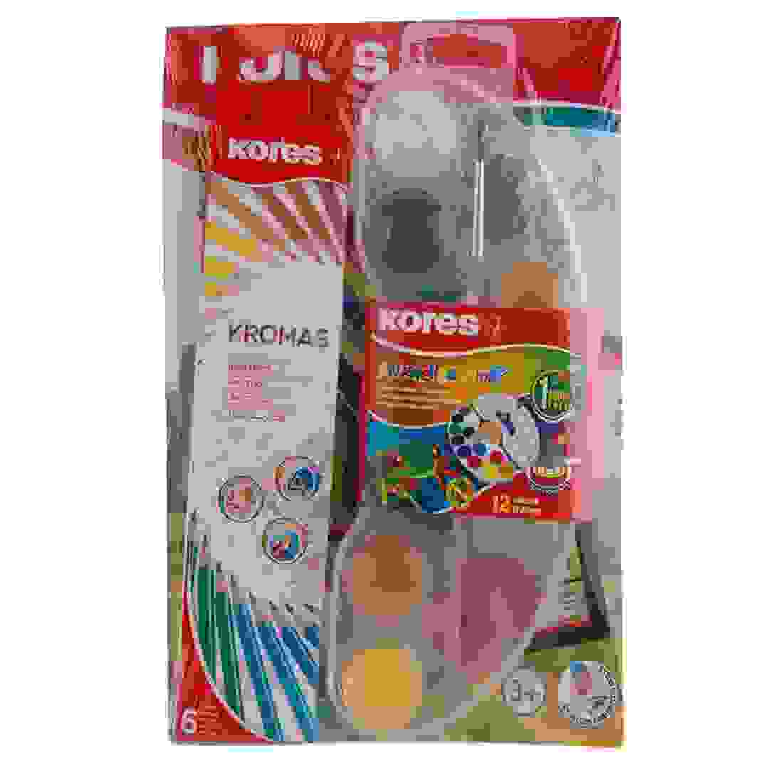 Kores Kids Coloring Book with Watercolor Palette and Color Pencils Set
