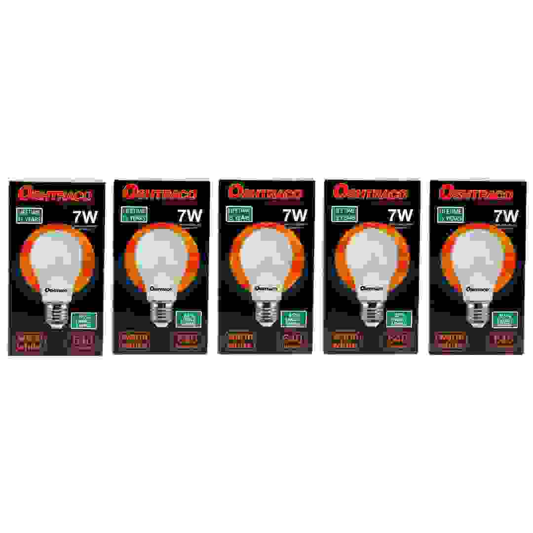 Oshtraco E27 Base LED Bulb (7 W, Warm White, 5 Pc.)