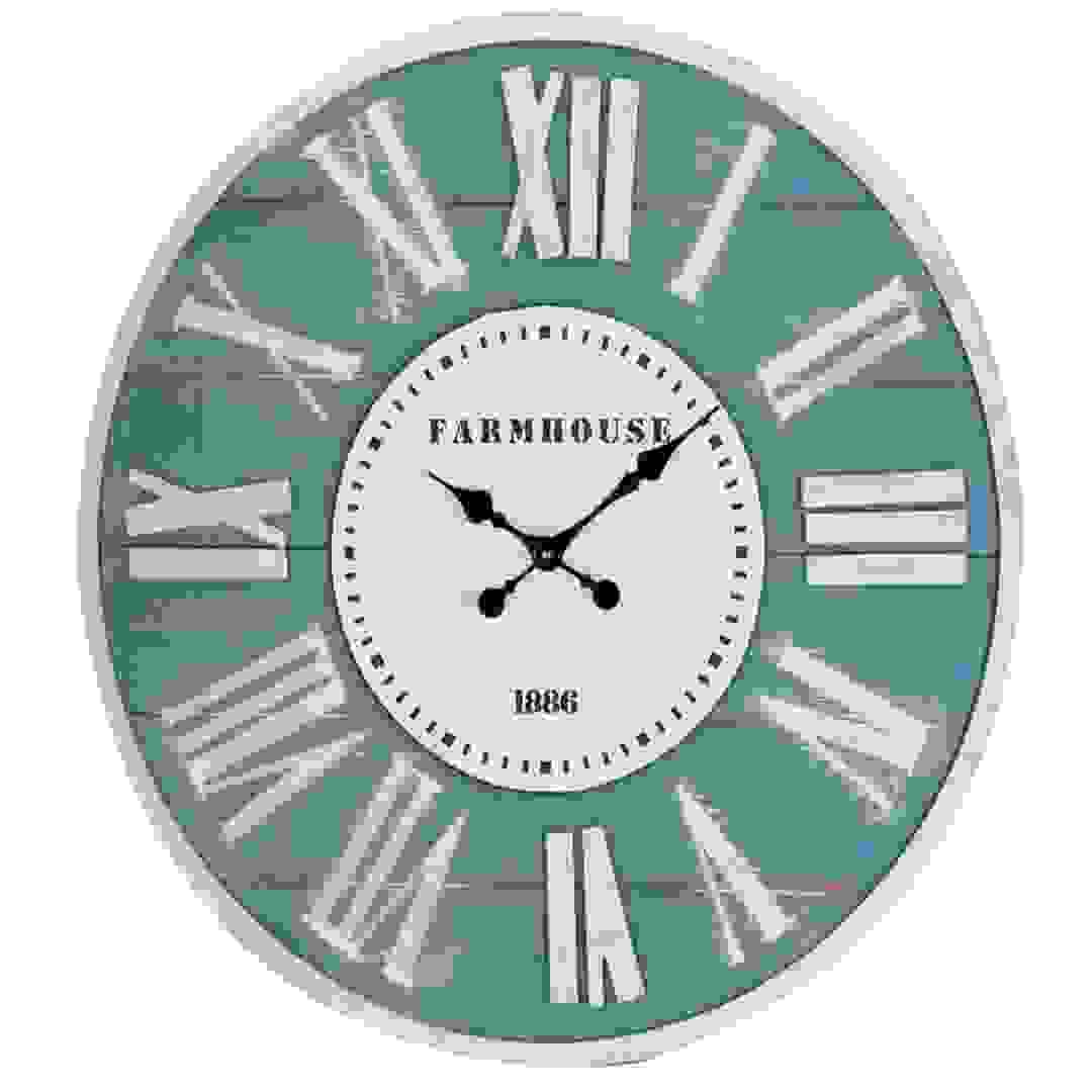 ساعة فارم هاوس مستديرة (80 × 4 سم، رمادي)