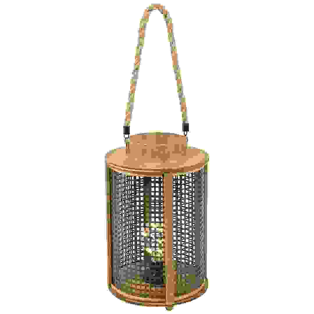 Living Space Cylindrical Wooden Lantern with LED