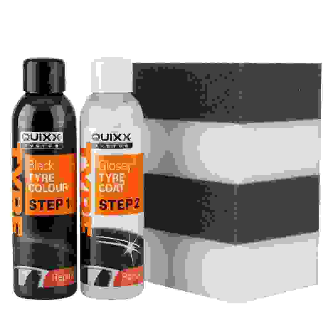 Quixx Tire Shine Color (75 ml, Deep Gloss Black, Pack of 8)