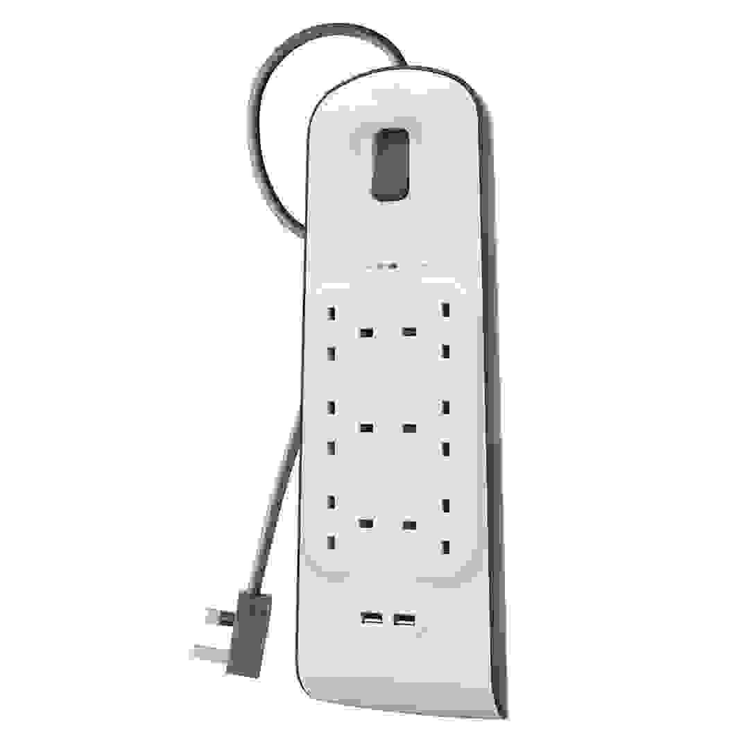 Belkin 6-Outlet Surge Protection Strip with USB & Power Cord (2 m)