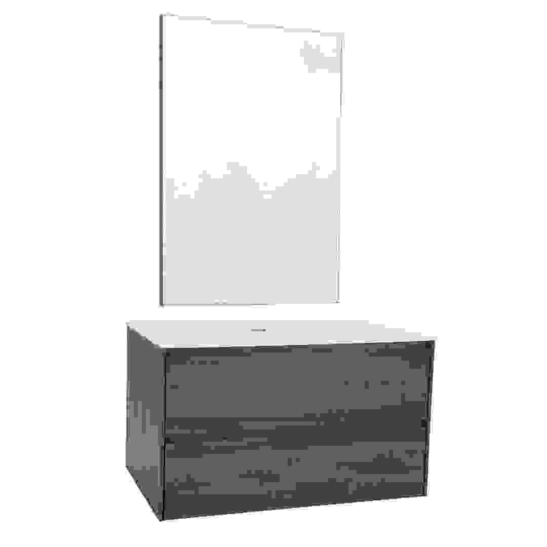 Homeworks Bath Cabinet with Basin & Mirror (80 cm, Grey)