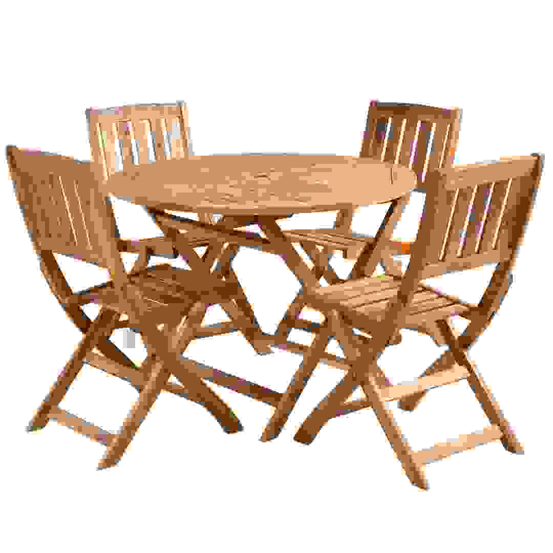 Homeworks Bahama Acacia 4-Seater Round Wooden Dining Set (Set of 5)