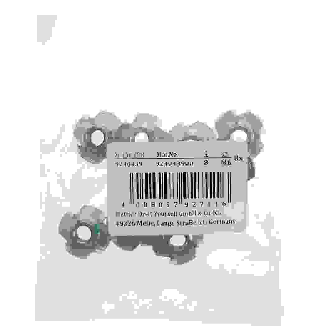 Hettich M6 Steel Dowel Nut W/ Thread Pack (0.8 cm, 8 Pc.)