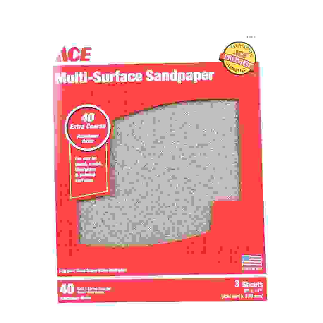 ACE Multi-Surface Sandpaper (40 Grit/Extra Coarse, 229 x 279 mm, Pack of 3)