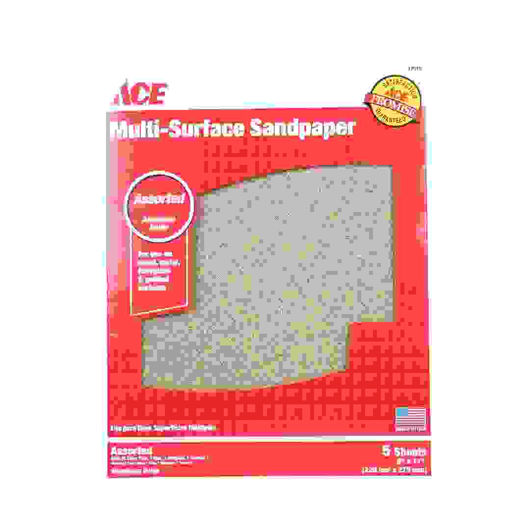 ACE Multi-Surface Sandpaper (Assorted, 229 x 279 mm, Pack of 5)