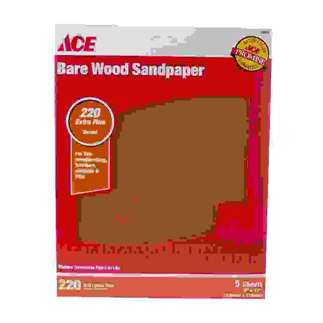 ACE Bare Wood Sandpaper (5 Sheets, 229 x 279 mm)