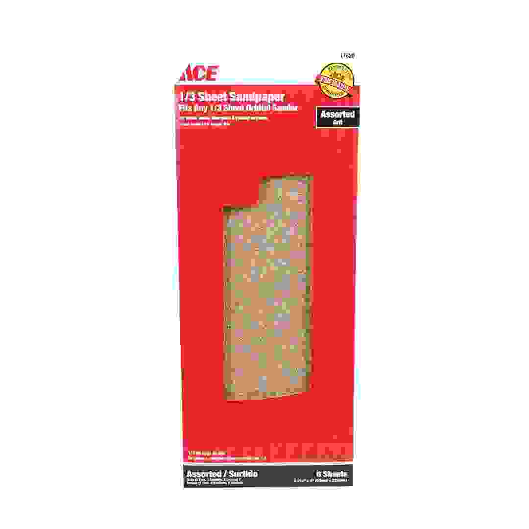 ACE 1/3 Sheet Sandpaper (6 Sheets, 229 x 93 mm)