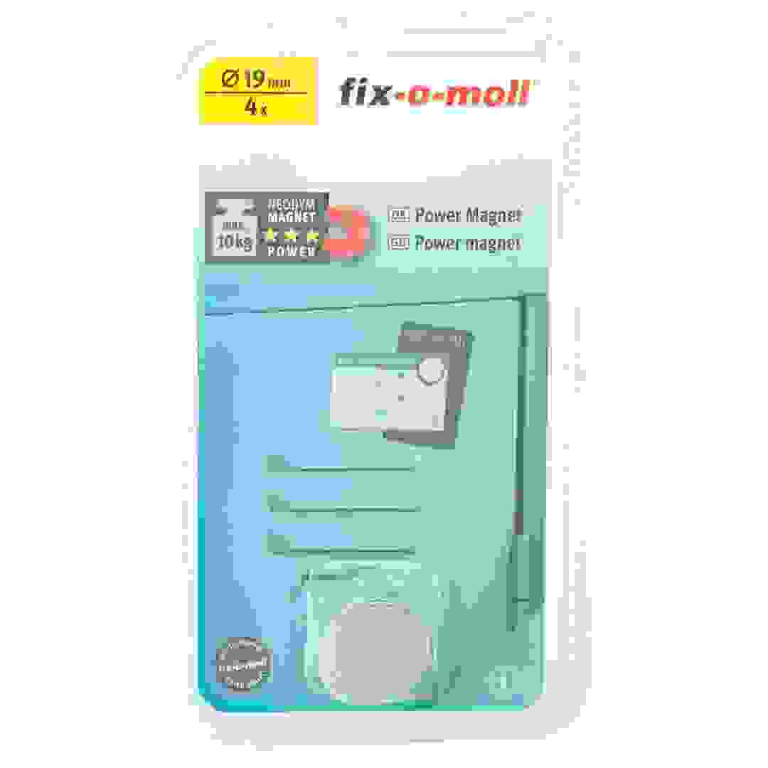 Fix-o-moll Neodym Magnet Disc (10 kg, Pack of 4, 19 mm)