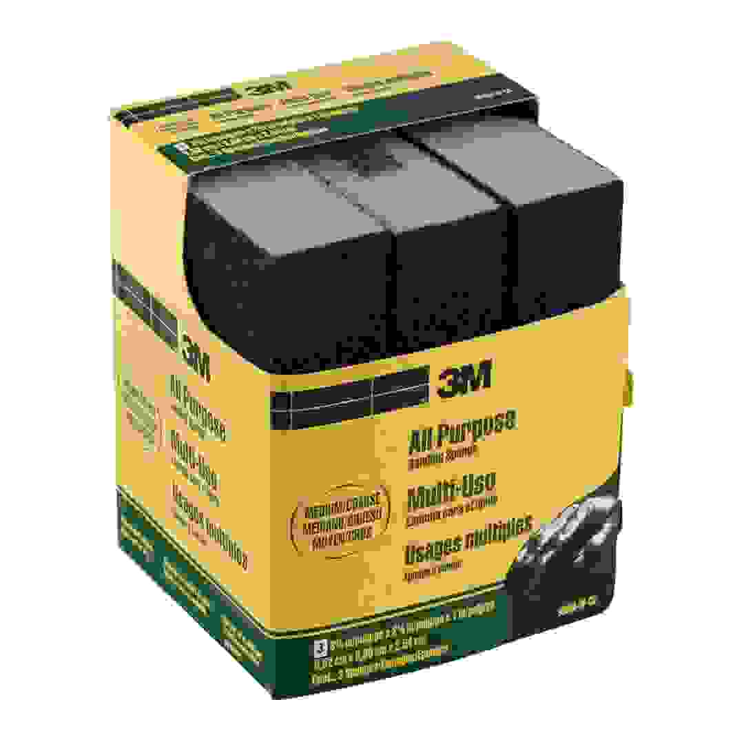 3M All-Purpose Sanding Sponge, Medium Coarse (9.52 x 6.66 x 2.54 cm, 3 Pc.)