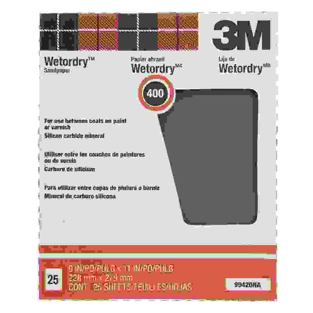 3M Wetordry Sandpaper, 400 Grit (22.8 x 27.9 cm, 25 pcs)