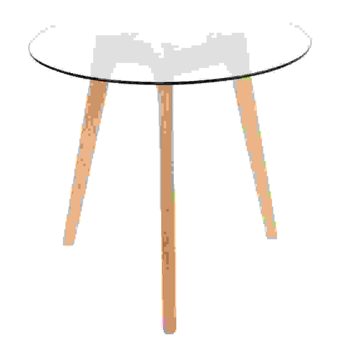 طاولة جانبية خشبية بسطح زجاجي (50 × 45 سم)