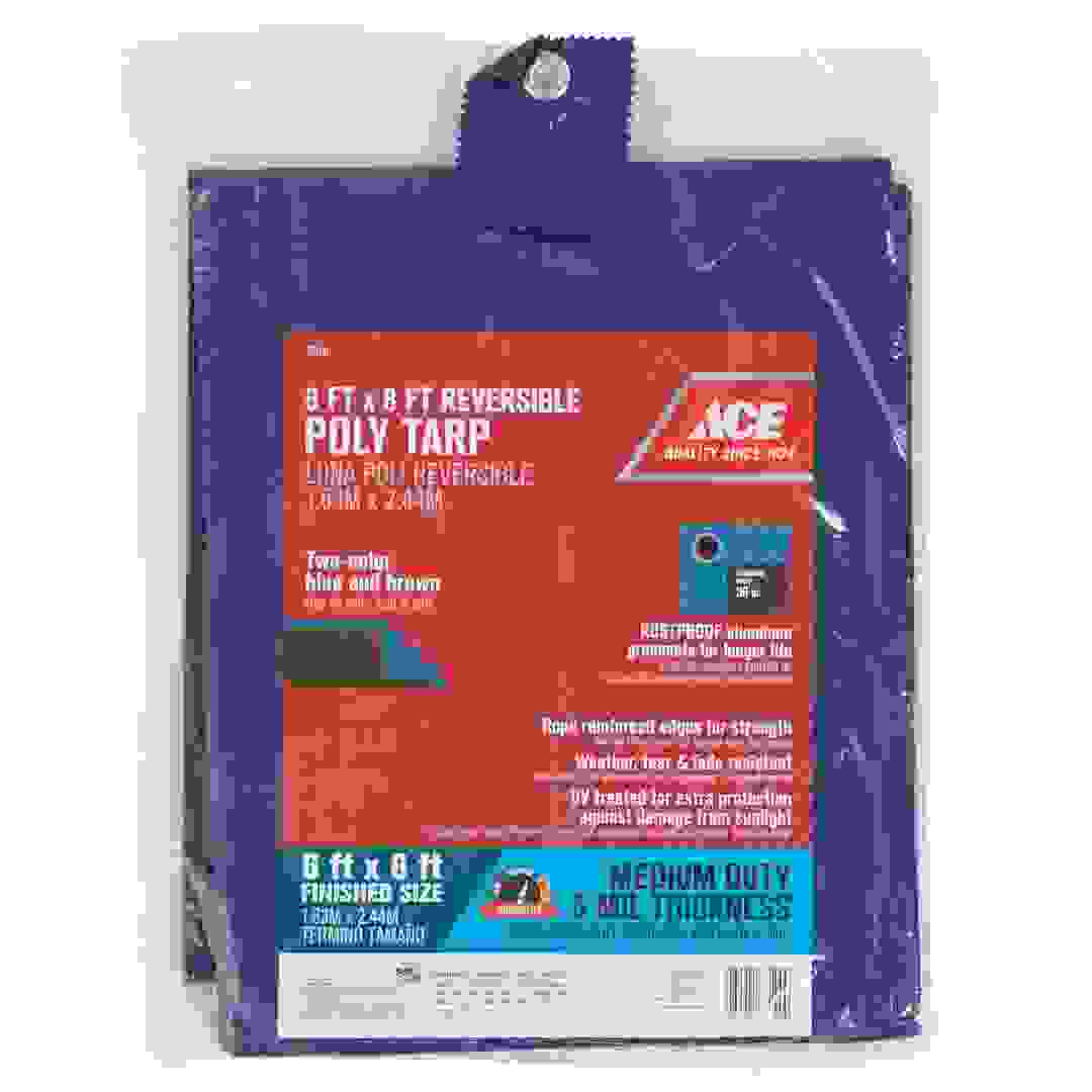 ACE Reversible Poly Tarp (Blue & Brown, 6 x 8 ft)