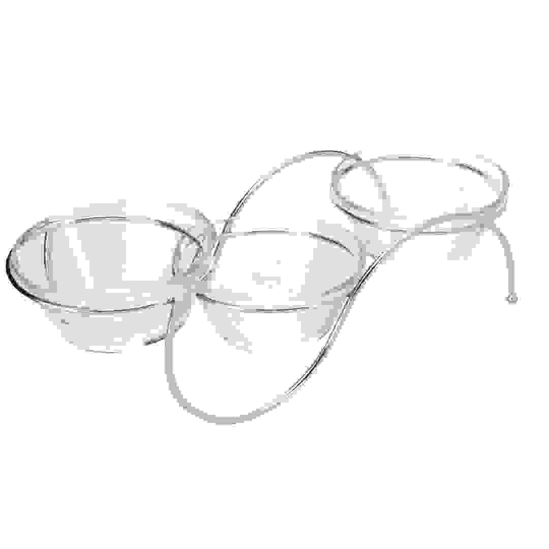 Homeworks Glass Bowl Set with Iron Stand (12 x 6 cm, Set of 4)