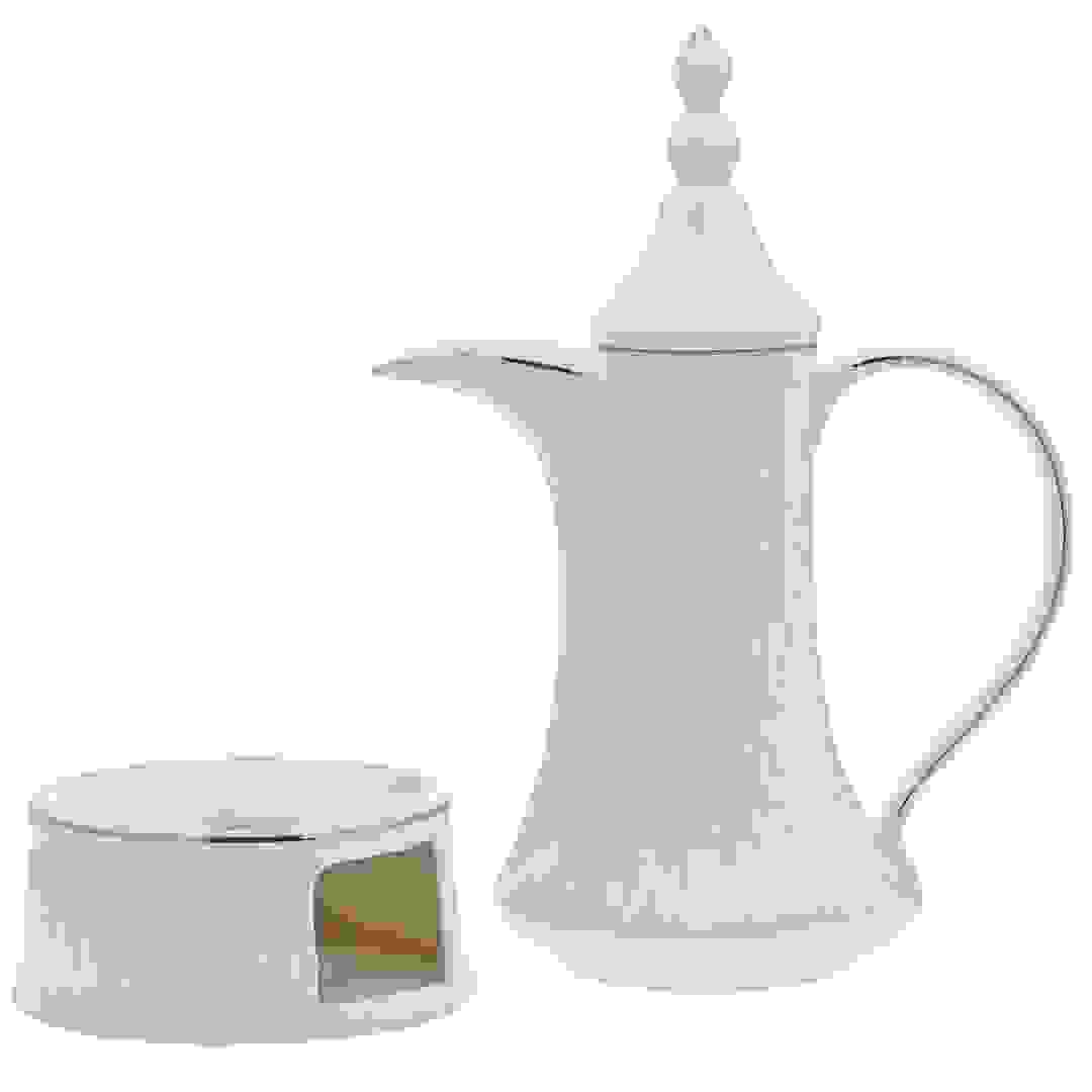 إبريق شاي هوم وركس مع قاعدة تدفئة (طقم من 2، أبيض)