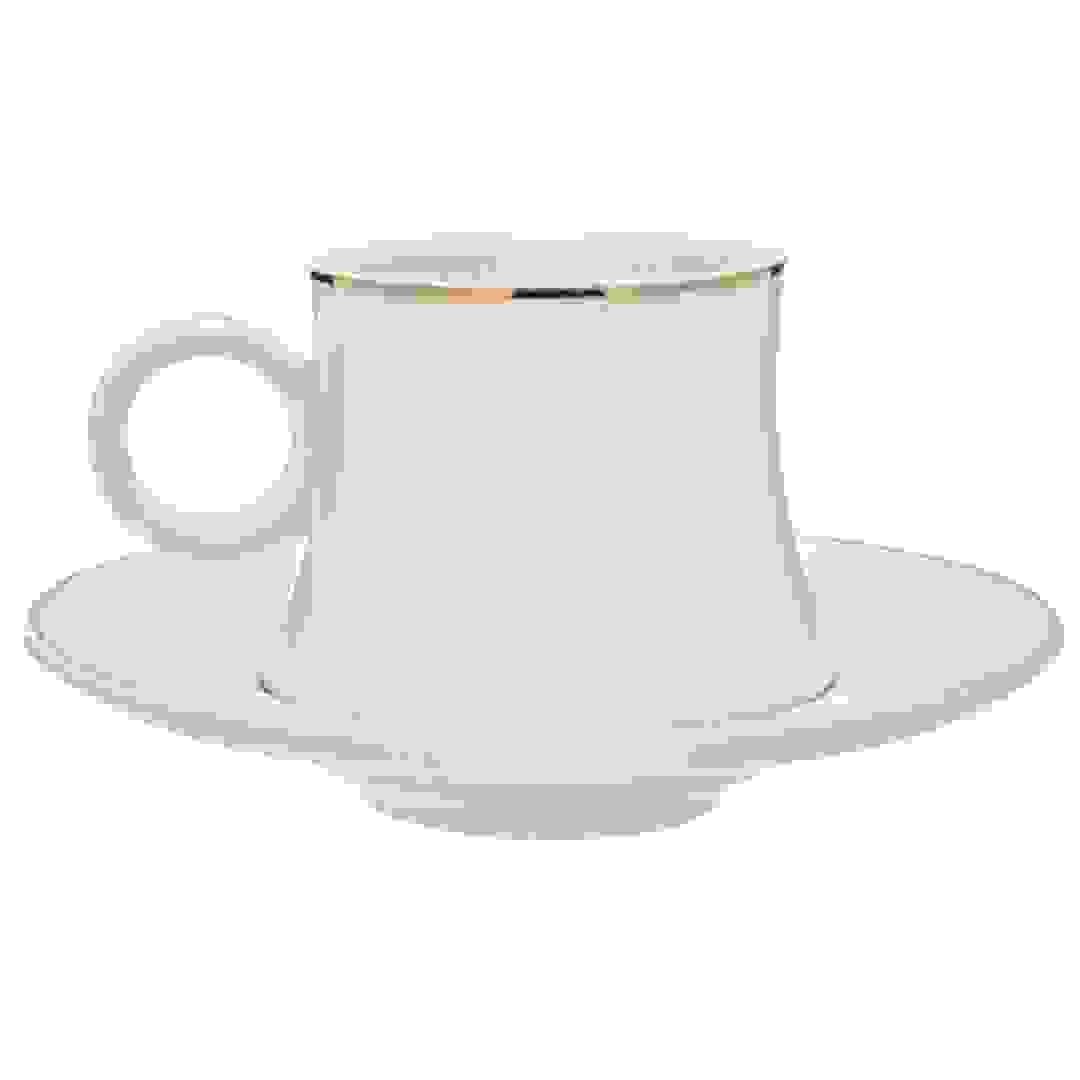 Homeworks Cup & Saucer Set With Gold Rim (White, Set of 12)