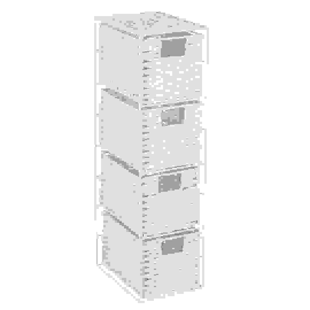 وحدة تخزين ويلكو 4 أدراج من الخشب المقطع (25 × 18.3 × 65 سم، أبيض)
