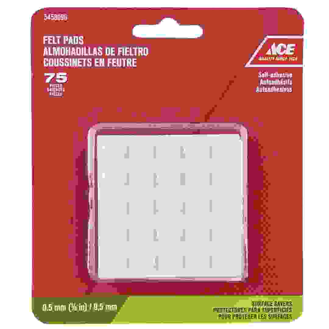 Ace Self-Adhesive Felt Pads (9.5 mm, Pack of 75, White)