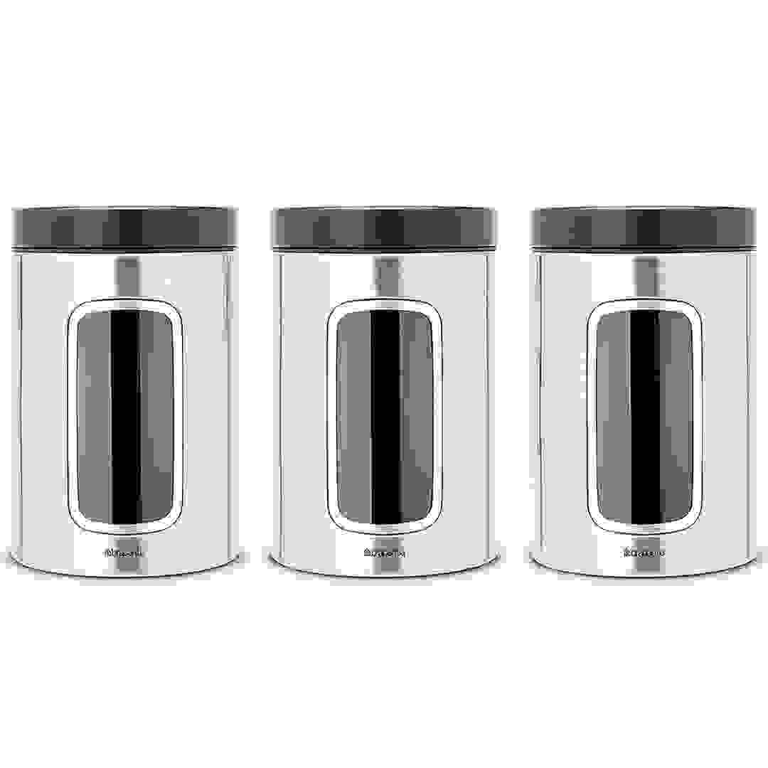 Brabantia 335341 Stainless Steel Canister Set with Window (Pack of 3)
