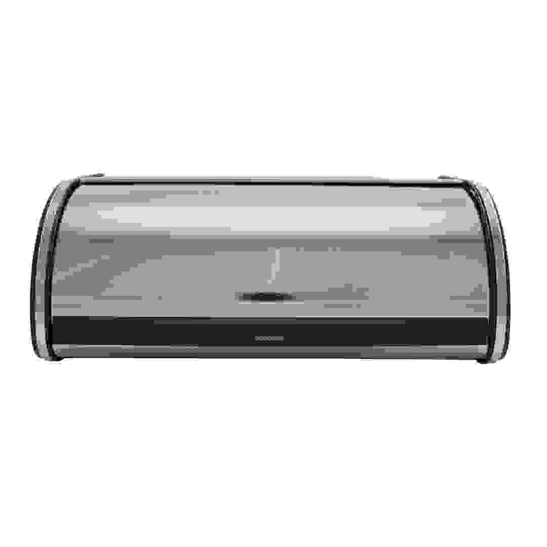 Roll Top Metal Bread Bin (27 x 45 x 18 cm, Brilliant Steel)