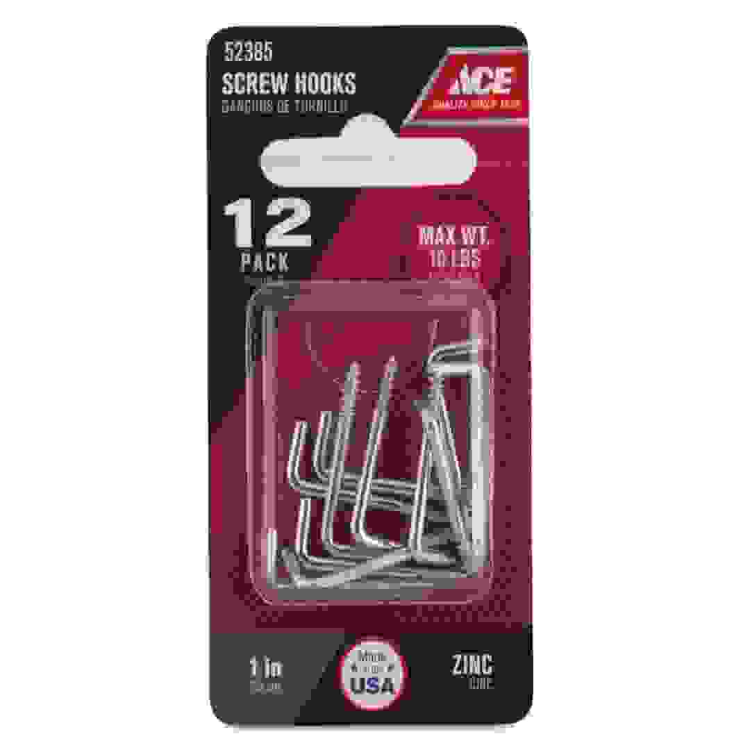ACE Square Bend Screw Hooks (25 mm, Pack of 12)