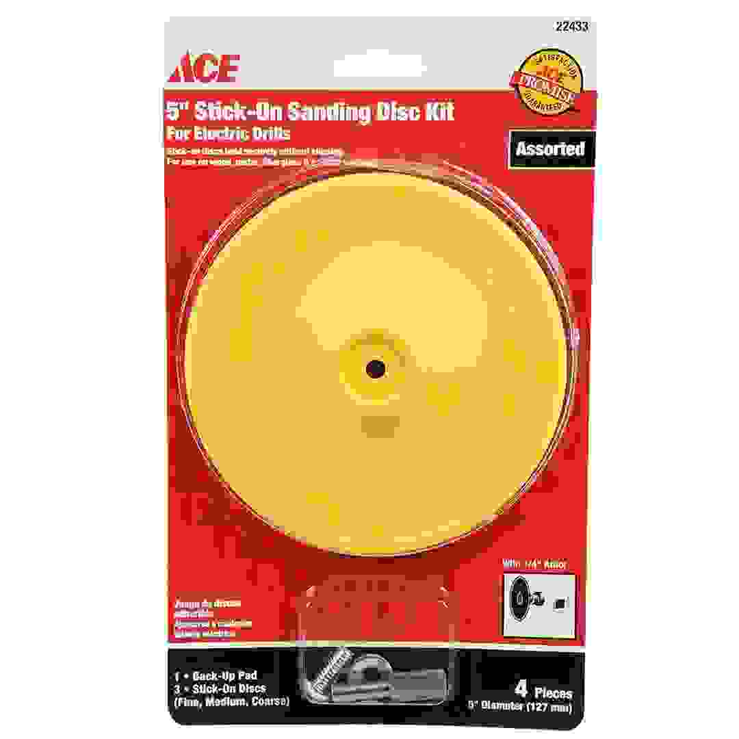 Ace Stick On Sanding Disc Kit for Electric Drills (Pack of 4, 12.7 cm)