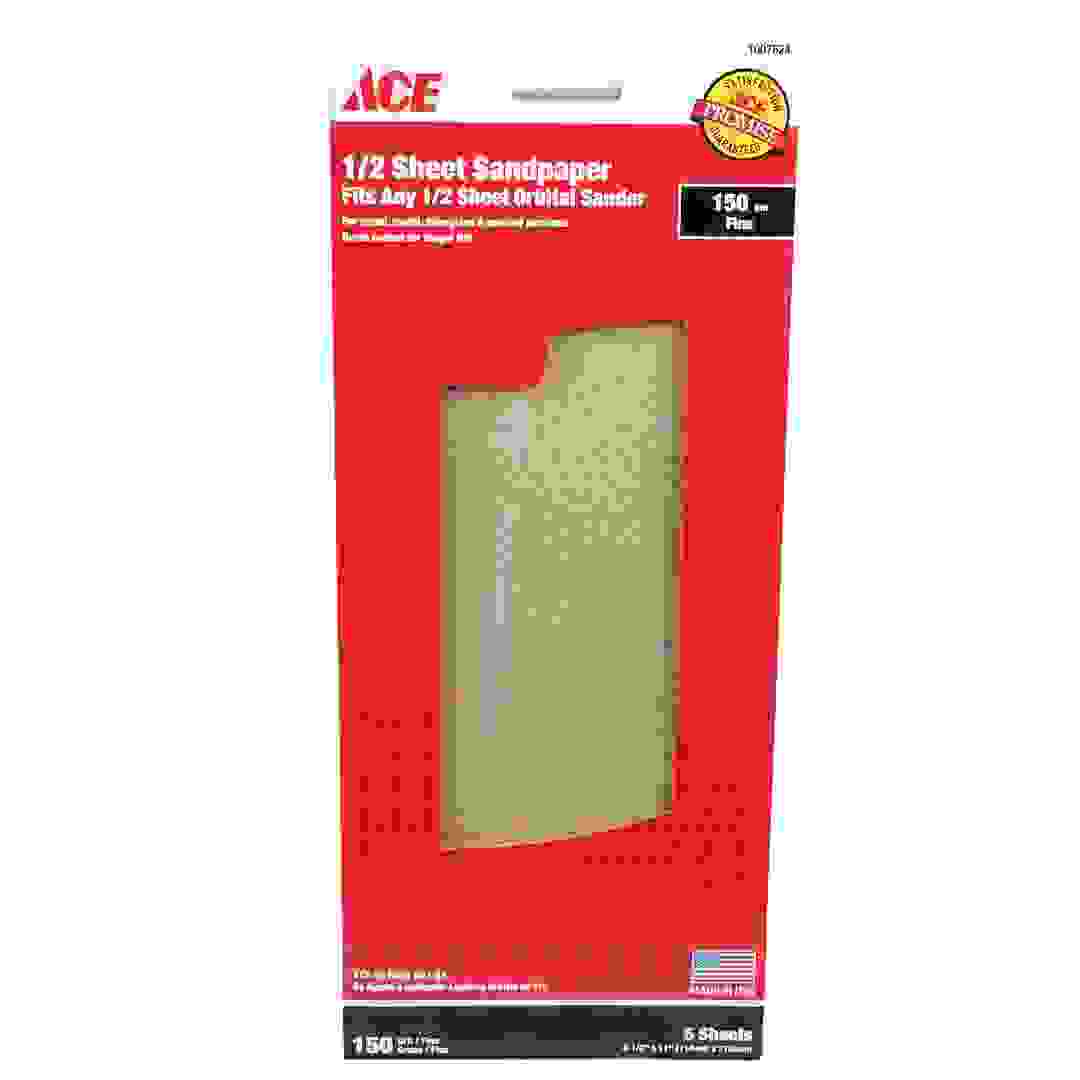 ACE® 1/2 Sheet Sandpaper 150 Fine (Pack of 5 sheets)