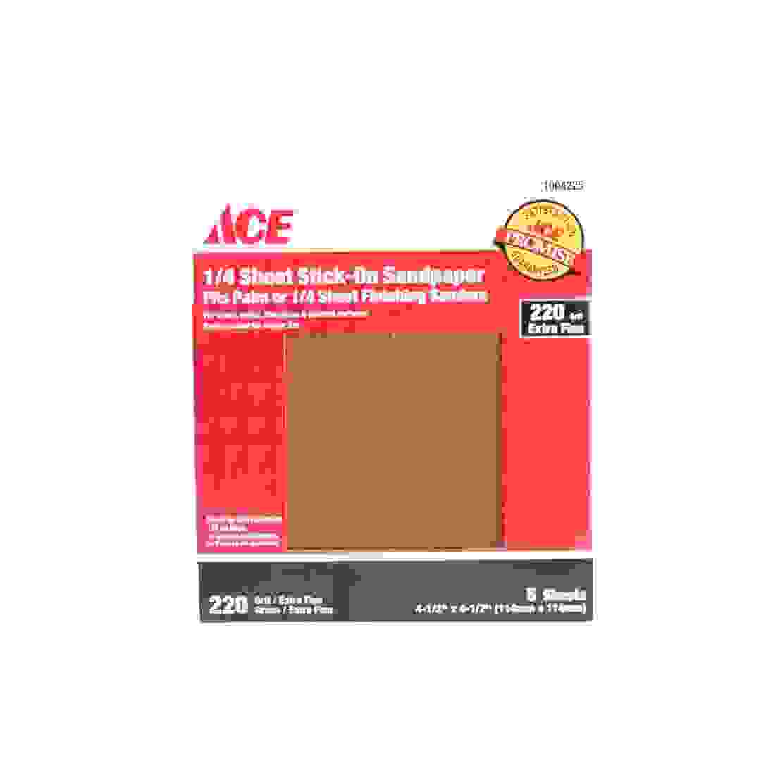 ACE 1/4 Sheet Stick-on Sandpaper (114 x 114 mm, 5 pcs)