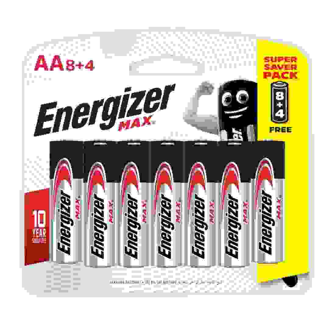 بطاريات قلوية ماكس AA إنرجايزر (12 بطارية)