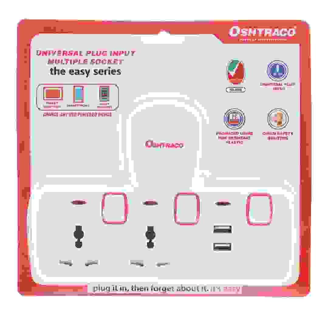 Oshtraco 2-Way T-Socket Plug W/ Dual USB Ports