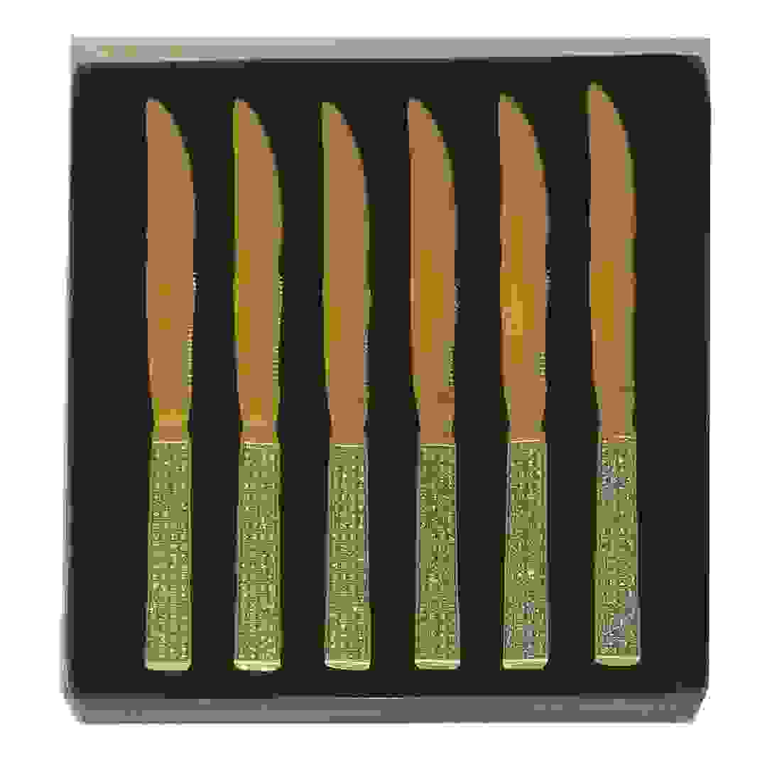طقم سكاكين جبنة مطلية بالذهب أدورا (6 قطع، 19 سم)