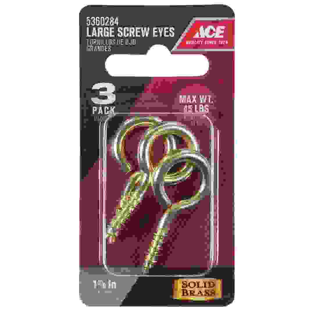 Ace Polished Brass Eye Screws (4.1 cm, 3 Pc.)