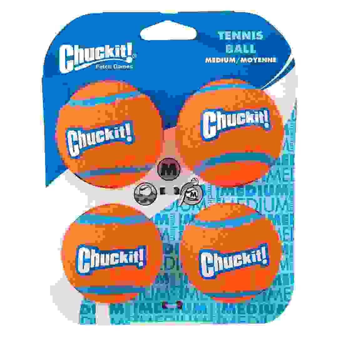Chuckit! Rubber Ball Launcher Tennis Ball Pack (5 cm, 4 Pc.)