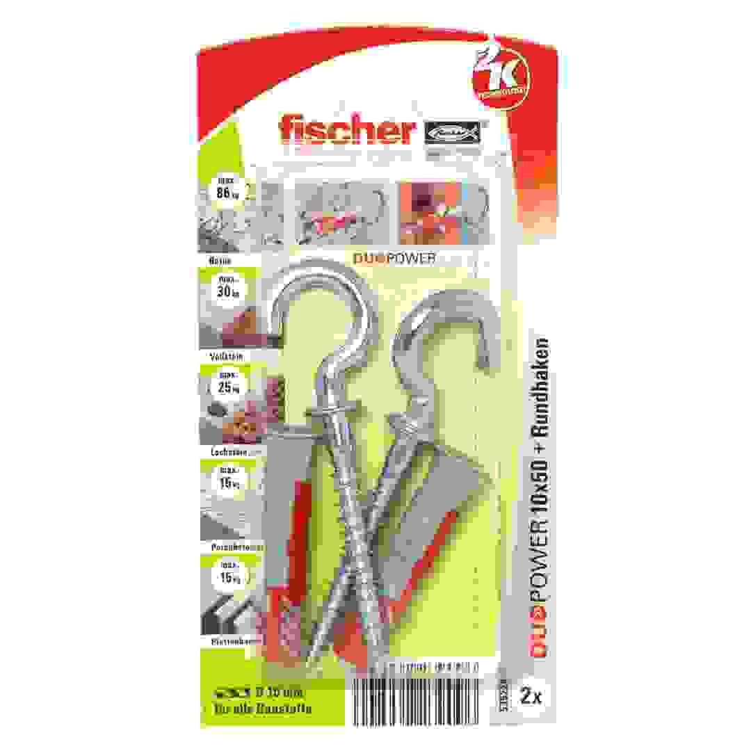 Fischer DuoPower Universal Plug W/ Round Hook Pack (1 x 5 cm, 2 Pc.)
