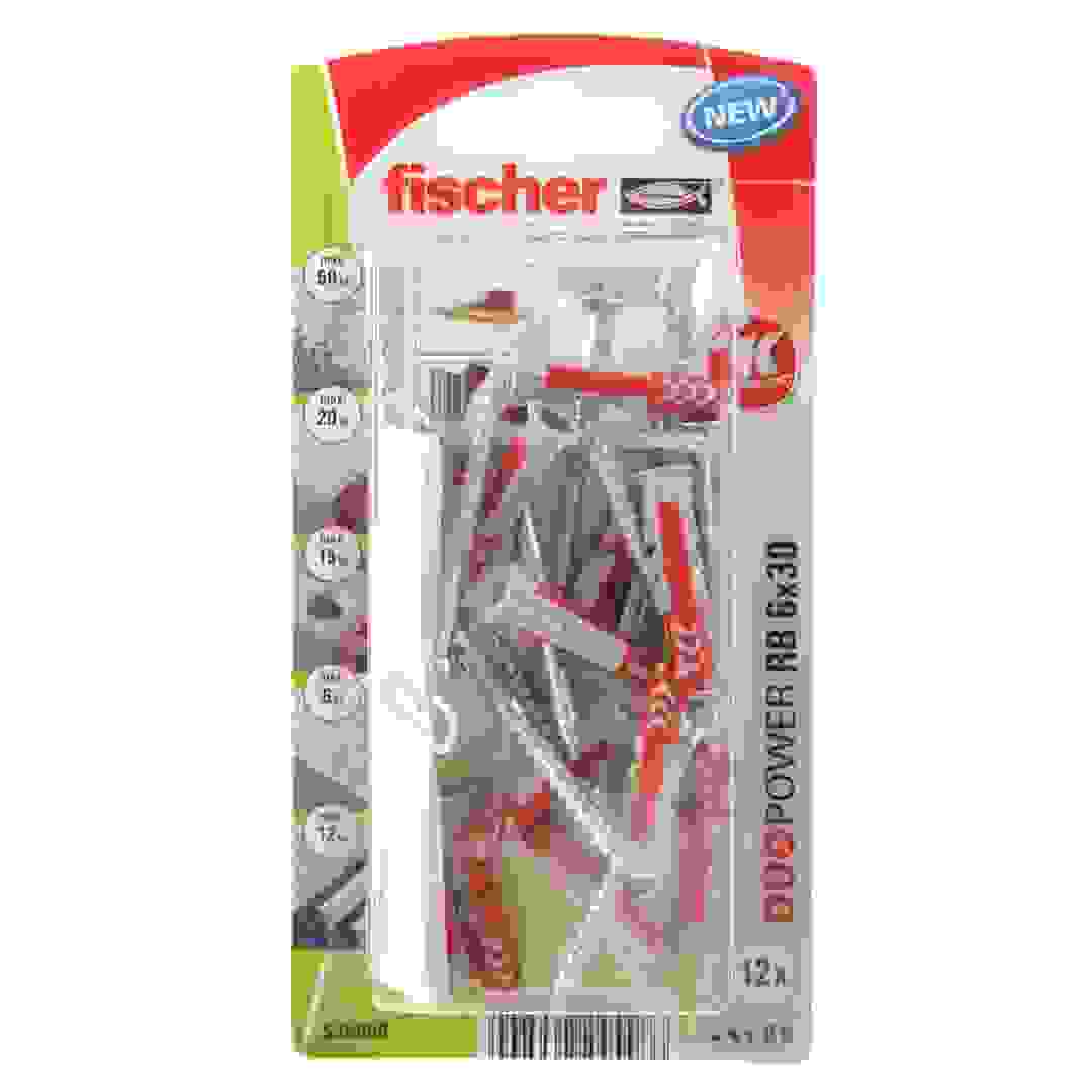 علبة خوابير بلاستيكية قياس عالمي مع براغي فيشر دو باور، RB (3 × 0.6 سم، 12 قطعة)