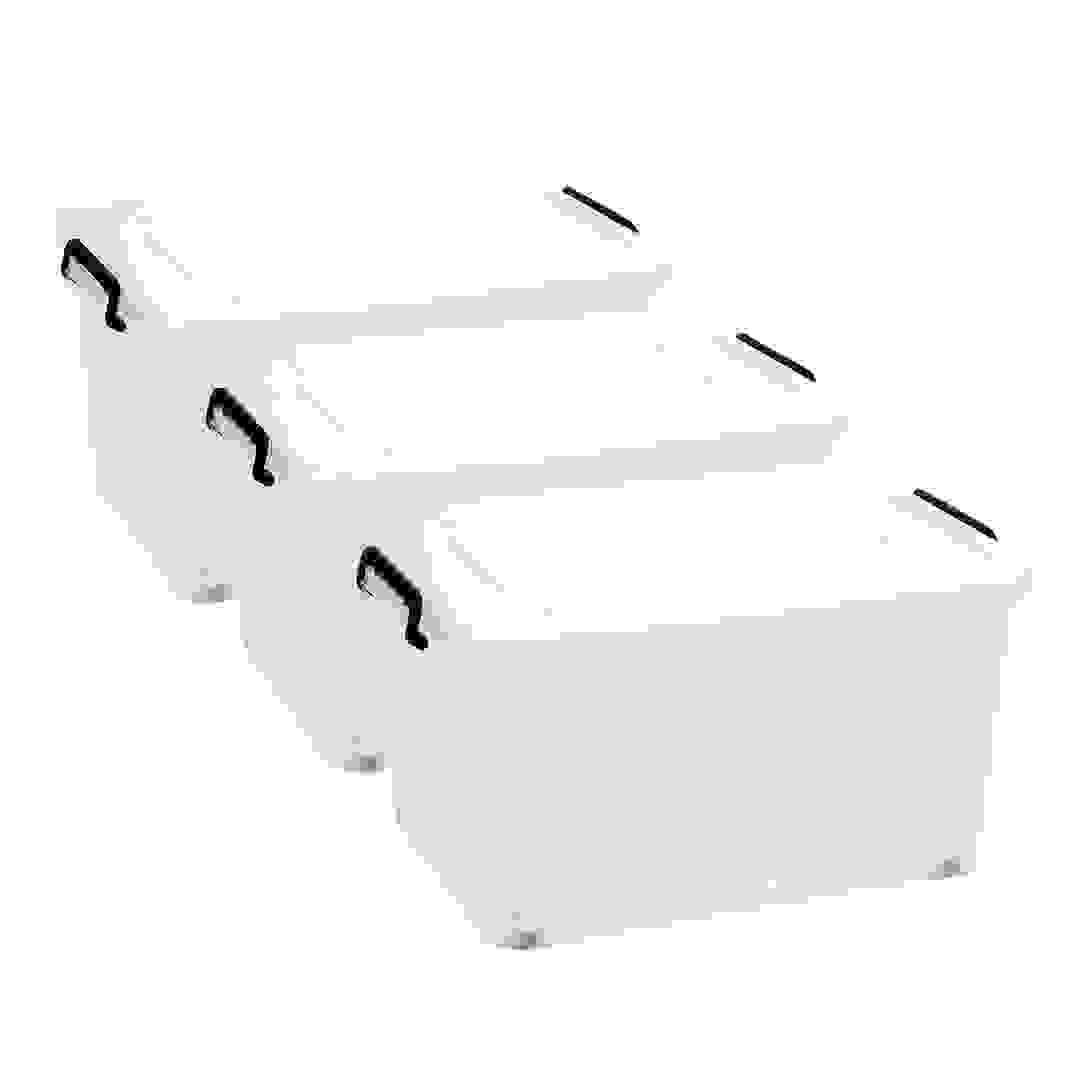 طقم صناديق تخزين بلاستيكية (55 لتر، 3 قطع)