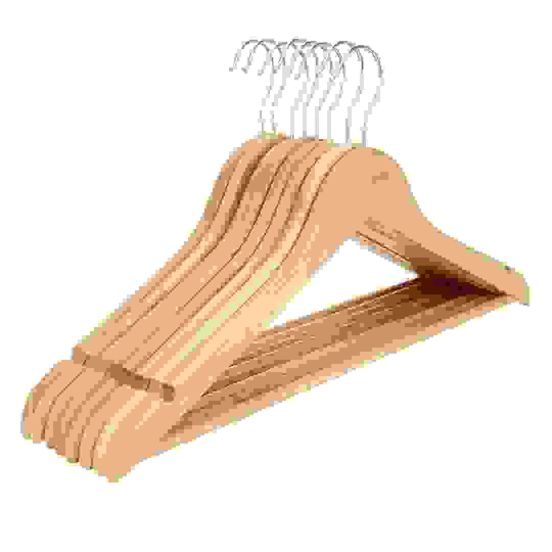 طقم علاقات خشبية مسطحة (44.5 سم ، 8 قطع)