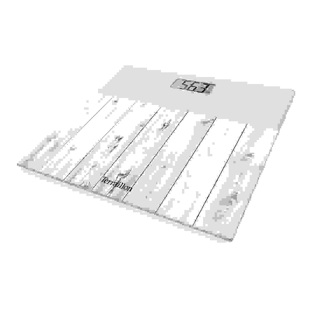 ميزان حمام زجاجي إلكتروني رمادي خشبي تيرايلون (27 × 27 سم)