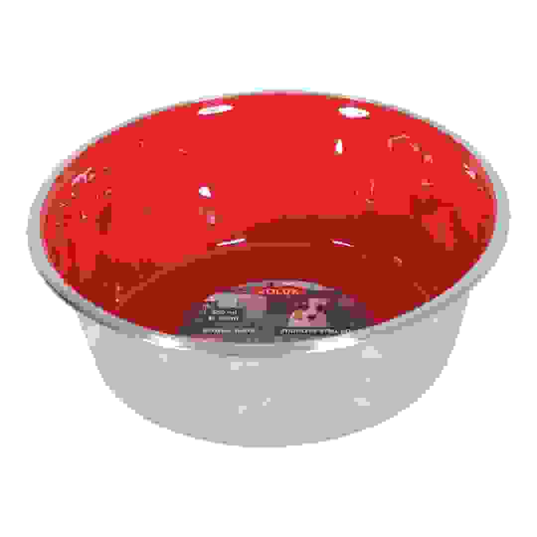 Zolux Stainless Steel Non-Slip Dog Bowl (Red, 550 ml)