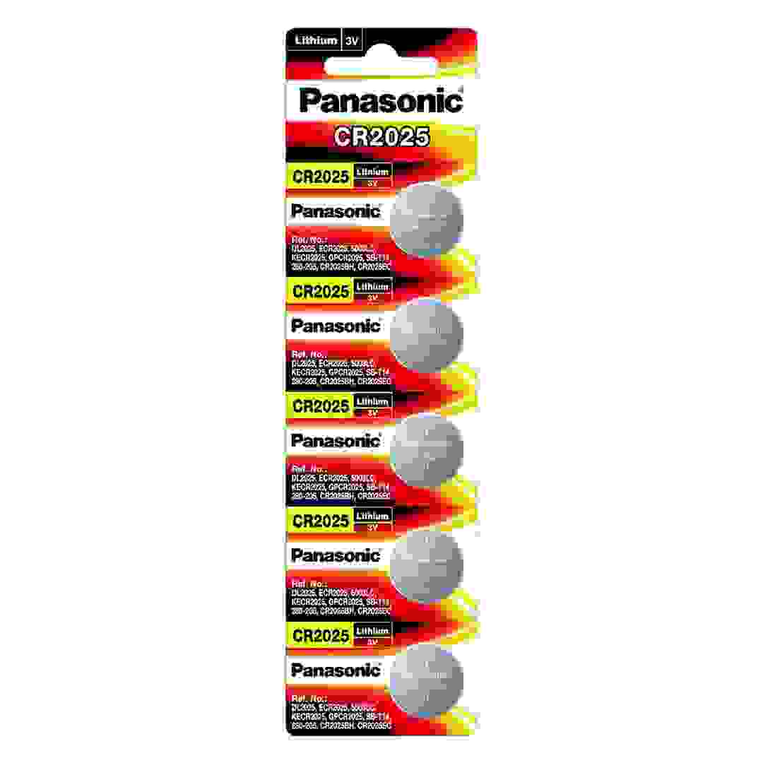 Panasonic Lithium Coin Battery, CR-2025 (3 V, 165 mAh, 5 pcs)