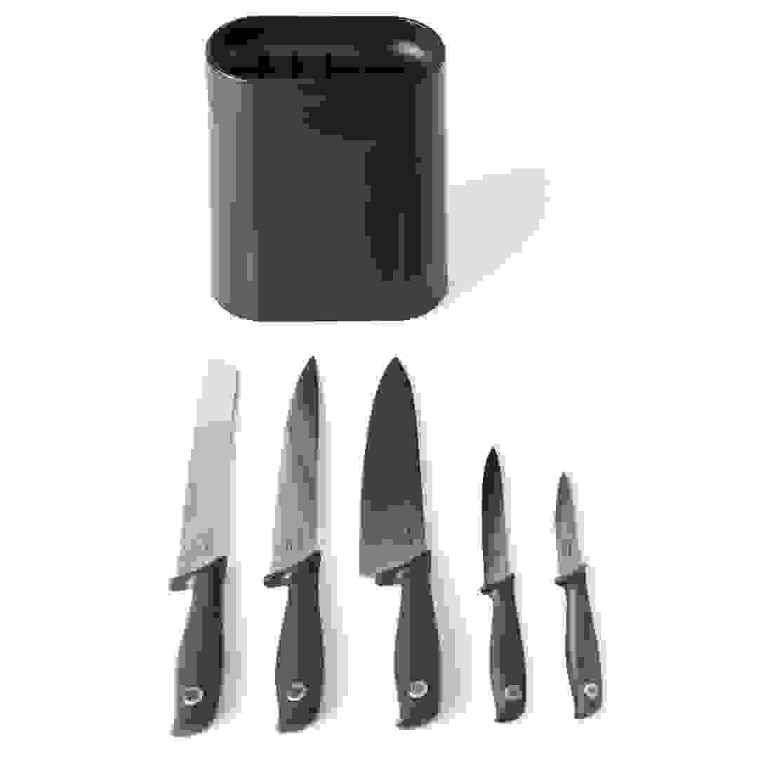 Brabantia Tasty+ Knife Block Plus Knives (8.9 x 18.9 x 33.5 cm)