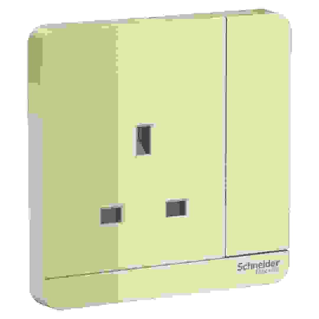 مقبس بمفتاح شنايدر أفاتارون زر واحد مع مؤشر LED (8.6 × 8.6 × 3.17 سم)